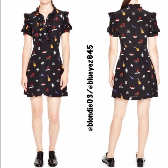 Sandro “Wendy” tattoo print dress 1/S NWT - Picture 2 of 5